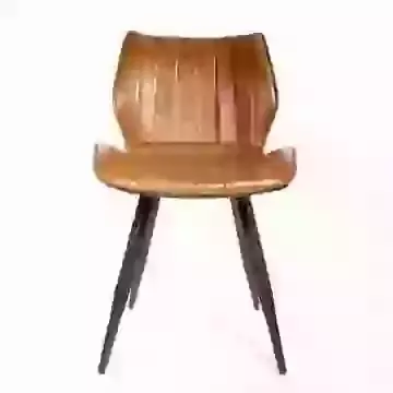 Set Of 2 Dining Chair Vegan Leather Tan 